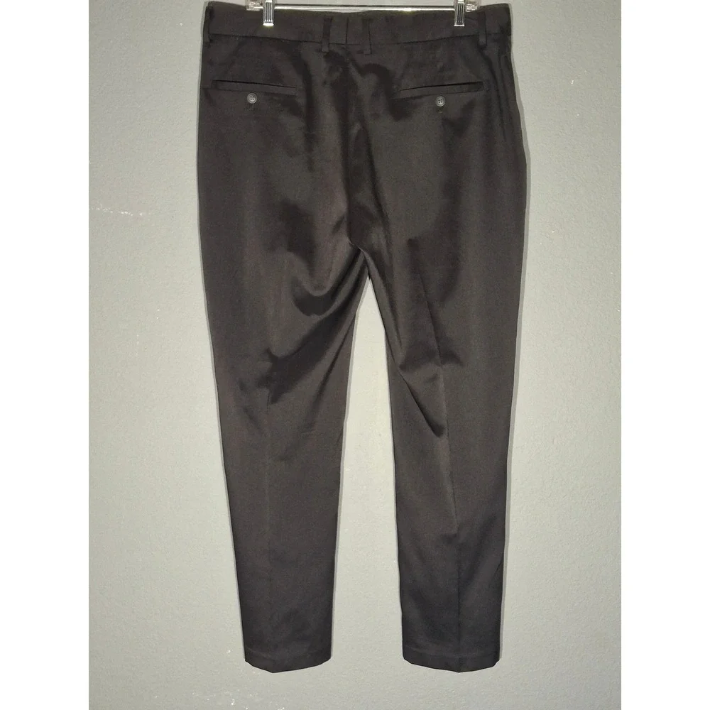 Mens Dress Pants Black Flat Front Trousers Size 36x29